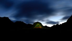 Preview wallpaper tent, dark, camping, mountains, night