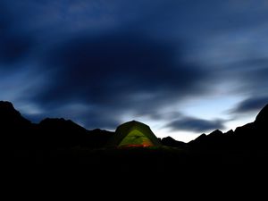 Preview wallpaper tent, dark, camping, mountains, night