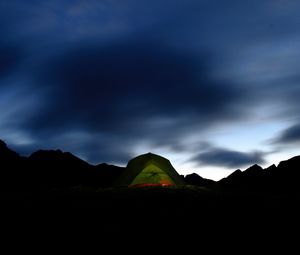 Preview wallpaper tent, dark, camping, mountains, night