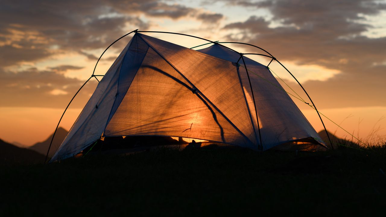 Wallpaper tent, evening, clouds