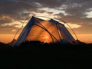 Preview wallpaper tent, evening, clouds