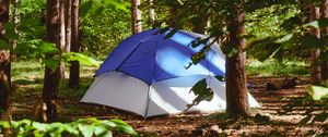 Preview wallpaper tent, forest, trees, camping, nature