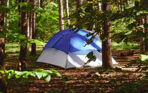 Preview wallpaper tent, forest, trees, camping, nature