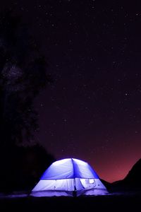 Preview wallpaper tent, light, night, stars, dark