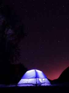 Preview wallpaper tent, light, night, stars, dark