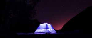 Preview wallpaper tent, light, night, stars, dark