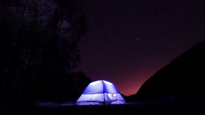 Preview wallpaper tent, light, night, stars, dark