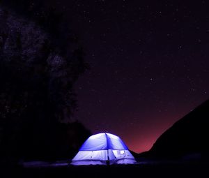 Preview wallpaper tent, light, night, stars, dark