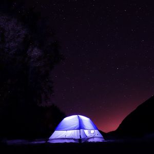 Preview wallpaper tent, light, night, stars, dark