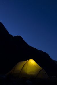 Preview wallpaper tent, mountains, night, camping, darkness