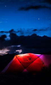 Preview wallpaper tent, night, camping, sky