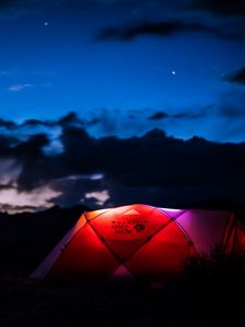 Preview wallpaper tent, night, camping, sky