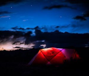 Preview wallpaper tent, night, camping, sky