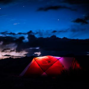 Preview wallpaper tent, night, camping, sky