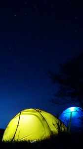 Preview wallpaper tent, night, starry sky