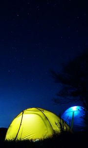 Preview wallpaper tent, night, starry sky