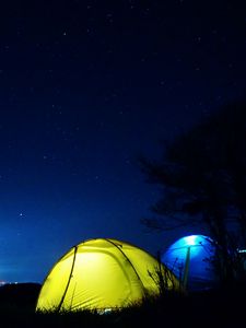 Preview wallpaper tent, night, starry sky