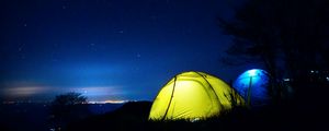 Preview wallpaper tent, night, starry sky