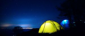 Preview wallpaper tent, night, starry sky