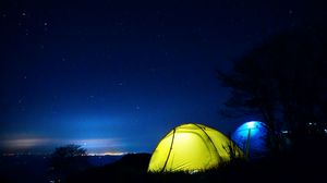 Preview wallpaper tent, night, starry sky