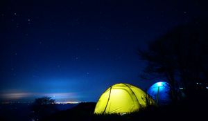 Preview wallpaper tent, night, starry sky