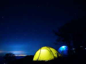 Preview wallpaper tent, night, starry sky