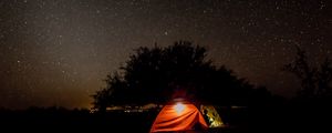 Preview wallpaper tent, night, starry sky