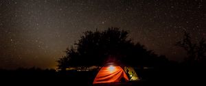 Preview wallpaper tent, night, starry sky
