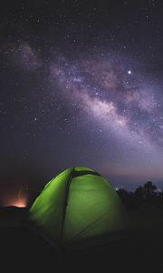 Preview wallpaper tent, night, starry sky, dark