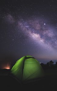 Preview wallpaper tent, night, starry sky, dark