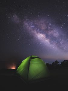 Preview wallpaper tent, night, starry sky, dark