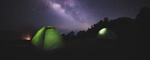 Preview wallpaper tent, night, starry sky, dark