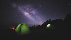 Preview wallpaper tent, night, starry sky, dark