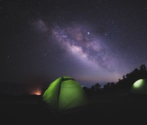 Preview wallpaper tent, night, starry sky, dark