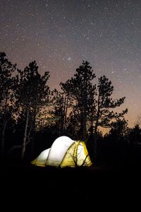 Preview wallpaper tent, starry sky, camping, travel, night