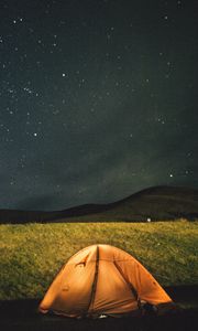 Preview wallpaper tent, starry sky, night