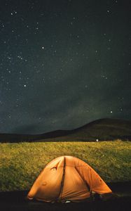 Preview wallpaper tent, starry sky, night