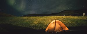 Preview wallpaper tent, starry sky, night