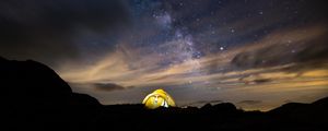 Preview wallpaper tent, starry sky, night, stars