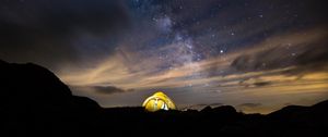 Preview wallpaper tent, starry sky, night, stars
