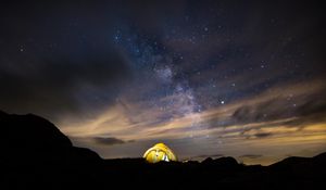 Preview wallpaper tent, starry sky, night, stars