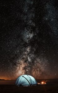 Preview wallpaper tent, starry sky, night, tourism