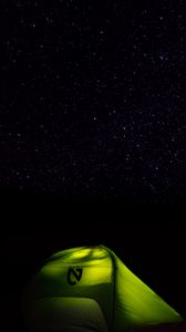 Preview wallpaper tent, starry sky, stars, night, camping