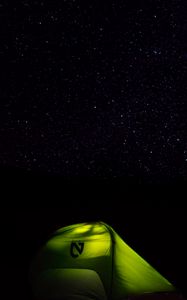 Preview wallpaper tent, starry sky, stars, night, camping