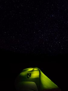 Preview wallpaper tent, starry sky, stars, night, camping