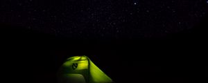 Preview wallpaper tent, starry sky, stars, night, camping