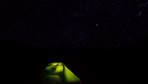 Preview wallpaper tent, starry sky, stars, night, camping