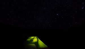 Preview wallpaper tent, starry sky, stars, night, camping