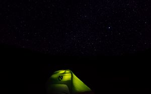 Preview wallpaper tent, starry sky, stars, night, camping