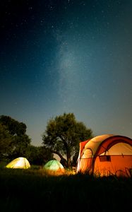 Preview wallpaper tents, camping, night, nature, dark